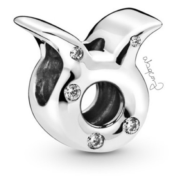 EUC Pandora 798418C01 Sterling Silver Sparkling Taurus Zodiac Sign Charm w/ CZs - Picture 1 of 12
